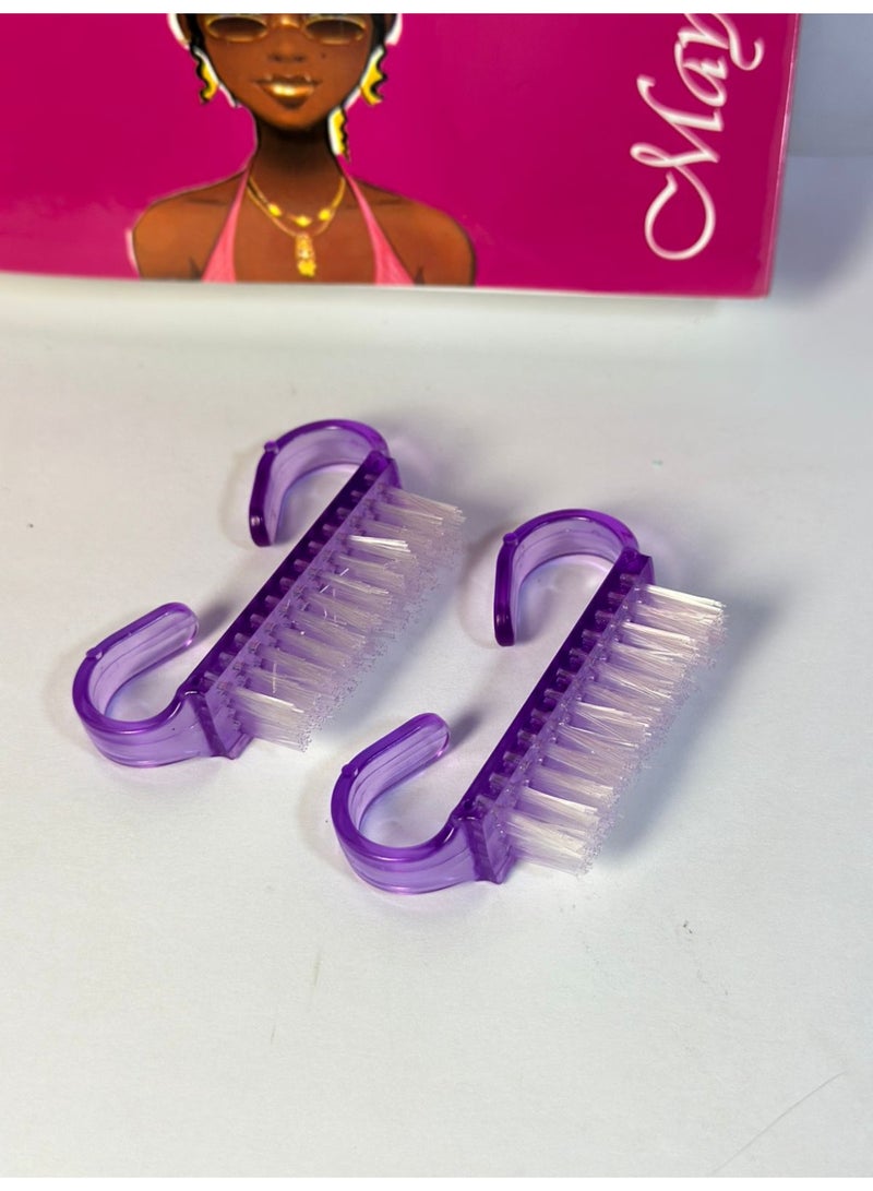 maya accessories 2Pcs Handle Grip Nail Brush Fingernail Cleaner Pedicure Scrub Foot Brushes Toes Cleaning Tool Kit may vary color - Image 5